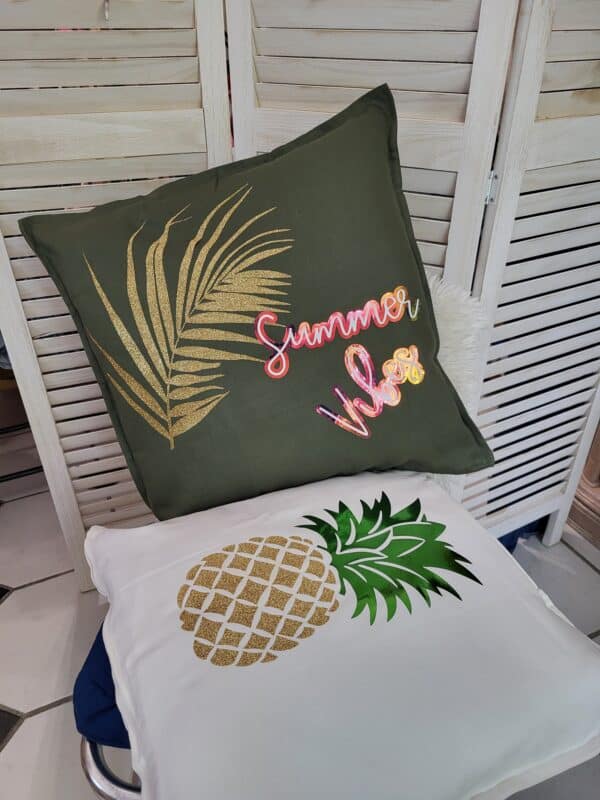 Housse coussin été ananas palmier