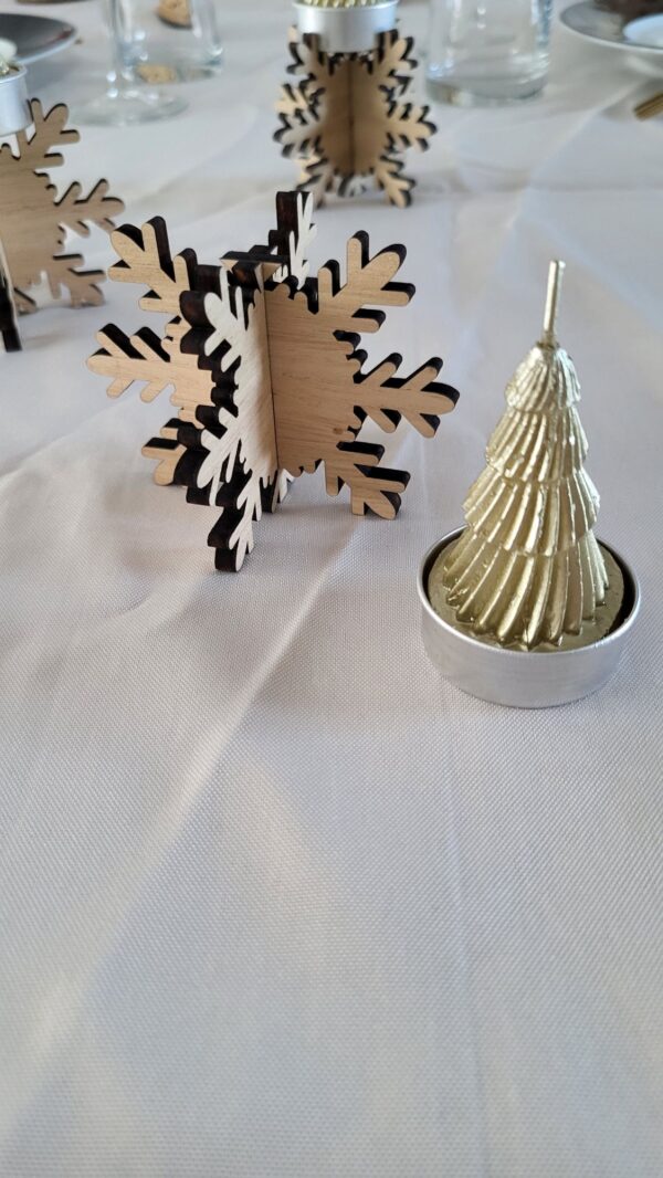 Porte bougie flocon avec bougie sapin