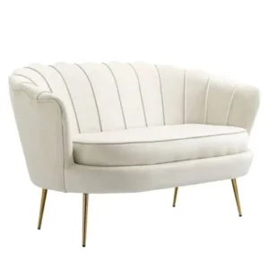 Canapé Double Coquillage en Velours Blanc