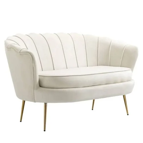 Canapé Double Coquillage en Velours Blanc